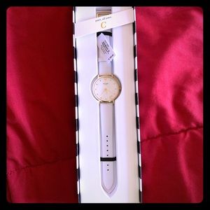 Kate Spade monogram C White Leather Strap watch
